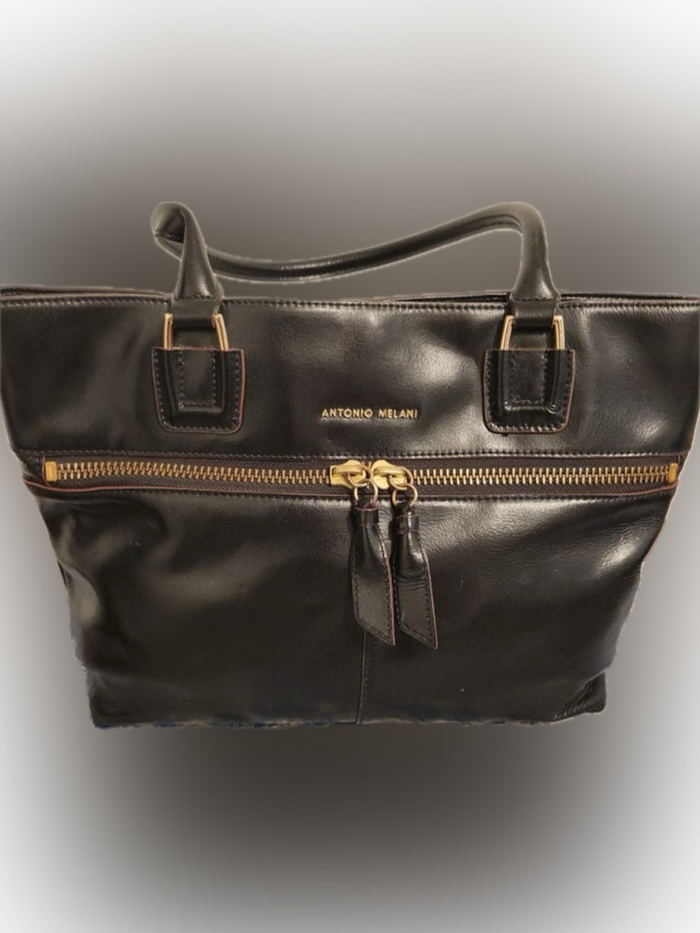 ANTONIO MELANI Black Tote with Beige Interior Lining
